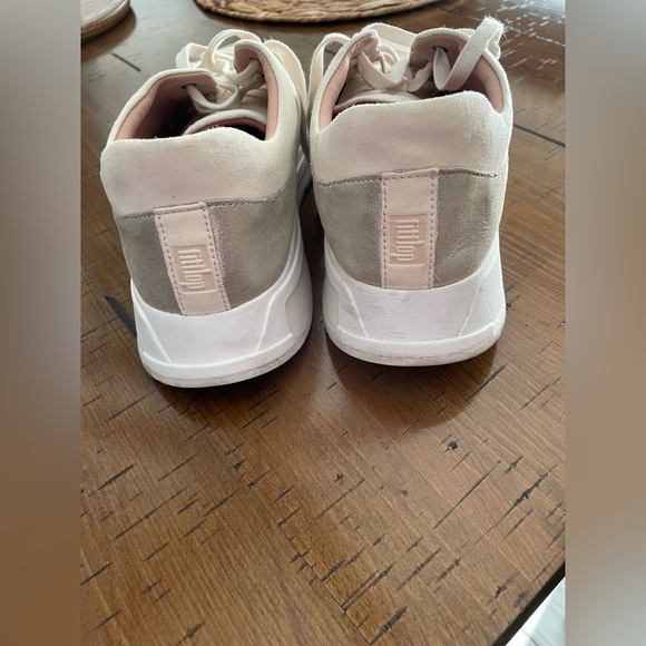 Fitflop Freya cream  Suede & Metallic Lace-Up Chunky  Platform Sneaker size 10 - Picture 5 of 11